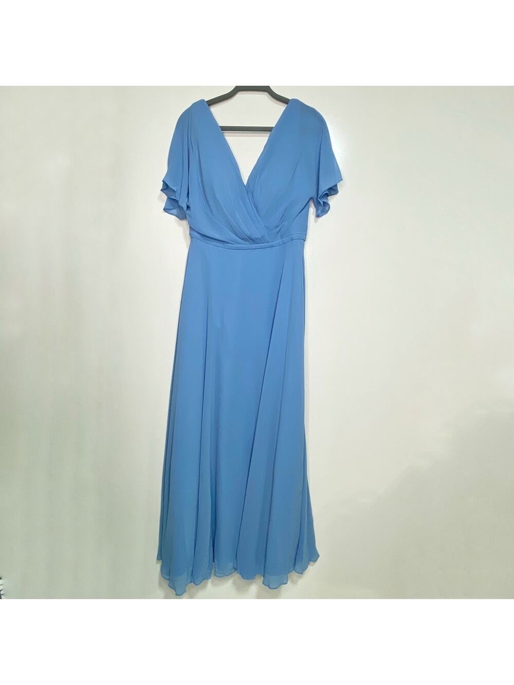 AW Bridal Rana Floor Length V Neck Bridesmaid Dress Baby Blue 12